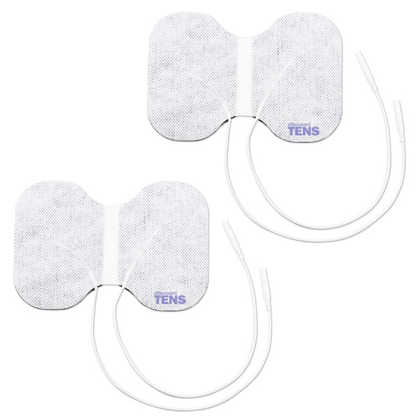 TENS Electrodes, 2 Premium Quality 4 inch x 6 inch Hourglass Self Adhesive Electrodes for TENS Units, Wired Butterfly TENS Unit Electrodes, Discount TENS Brand
