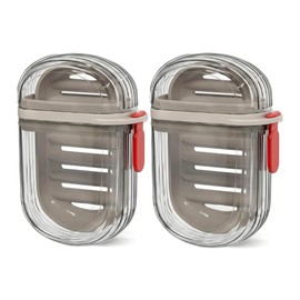 2Pcs Travel Soap Case, Portable Soap Box with Draining Board Leak Proof