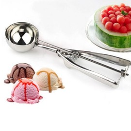 Tyenaza Cuchara para Helado, 5CM Cucharas para Excavar Fruta con Gatillo, Cuchara para Galletas de Acero Inoxidable, Cuchara para Melón, para Restaurante, Cocina Helado Frutas Galletas de Mash