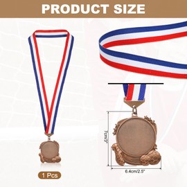 PATIKIL Medaille, 3-Zoll-Fußball-Platzmedaille mit glatter Schleife Fußball-Party-Gefallen-Preis für Sporttreffen-Wettbewerbe, Rot Bronze