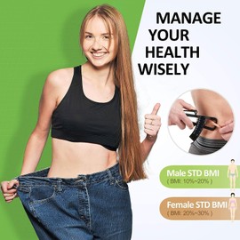 QEBIDVL Professional Body Fat Calipers with Measurement Chart, Body Fat Measurement Tool for Accurate Fat Tracking in Men & Women