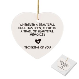 Ceramic Pendants Keepsake Bereavement Gifts Hanging Ornament Sympathy Gift - Thinking of You Wherever a Beautiful Soul Has Been There is a Trail of Beautiful Memories (Hearts)
