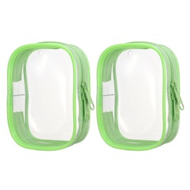QUARKZMAN Pack of 2 3.74 x 2.76 Inch Clear Figures Display Bag, PVC Portable, Zip Carry Display Case Bag for Collectibles (Square Green)