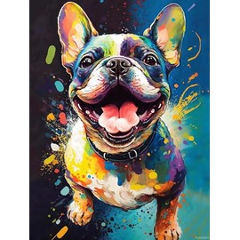 PUAGEMTI 5D Diamond Painting Kits French Bulldog Diamond Painting DIY Diamond Handmade Painting Kits Adult Dog Home Bedroom Decor Diamond Art Crafts 12x16 inch