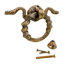 Decorative Brass Snake Door Knocker – Shiny Round Gate Handle Pull for Front Door | Antique Style Entryway Knocker & Home Decor Accent for Main Entrance