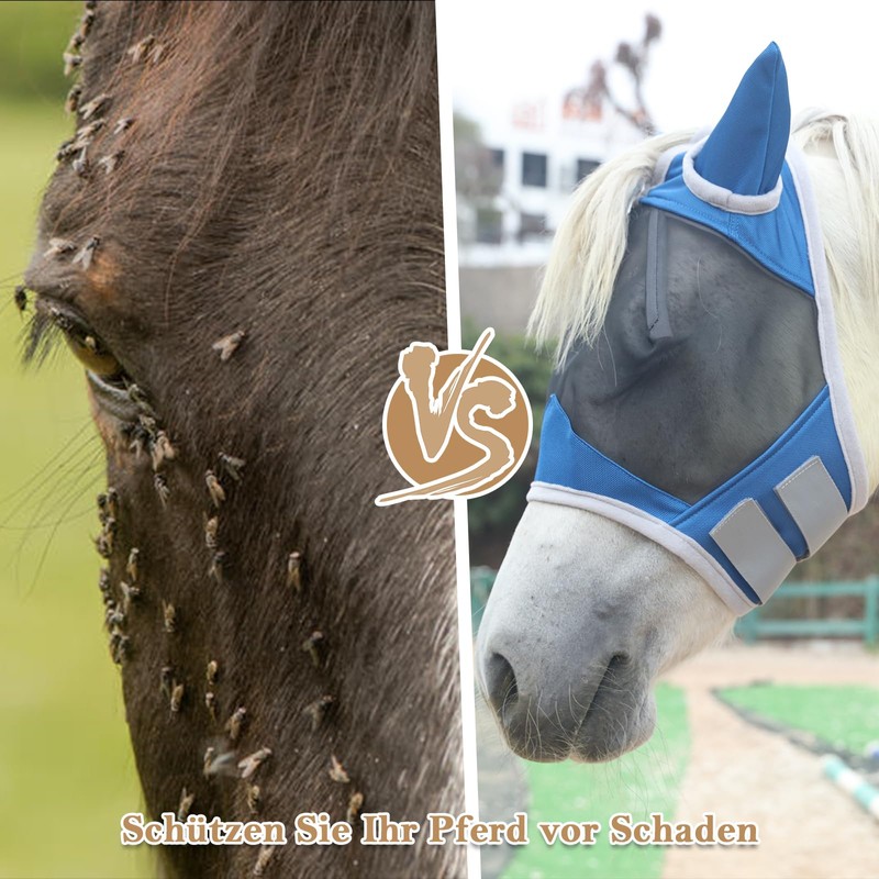 Gallopoff Fly Mask Horse, Horse Mask with Ears Protector Protection,