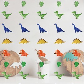 TOTIEJFJ Colorful Dinosaur Hanging Paper Decoration (4 Strings X 8.2ft), Dino with Leaves Paper Garland Party Streamers, Wildlife Animal Hanging for Kids Bedroom Decor Dinosaur Birthday Party Supplies