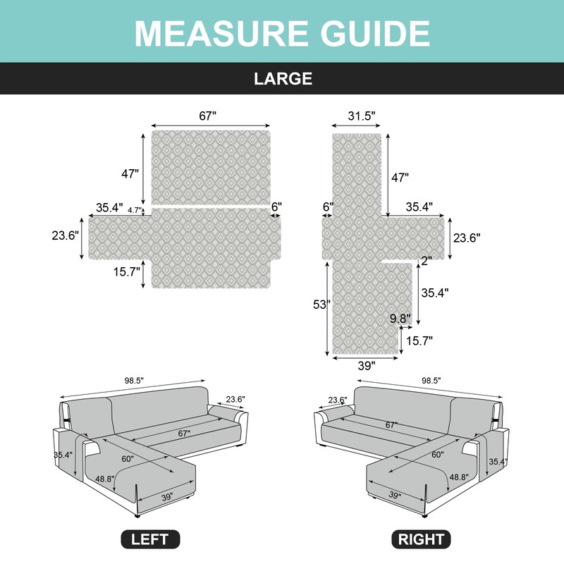 Genina Sectional Couch Covers for Dogs L Shaped Sofa Covers