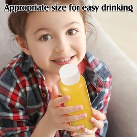 YALIHAIXIA 4 Packs Plastic Juice Bottles with Screw Lid Empty Clear Containers Reusable Drinks Bottles Safe Drinking Beverage Container Leak Proof for Juice Milk Water Beverages