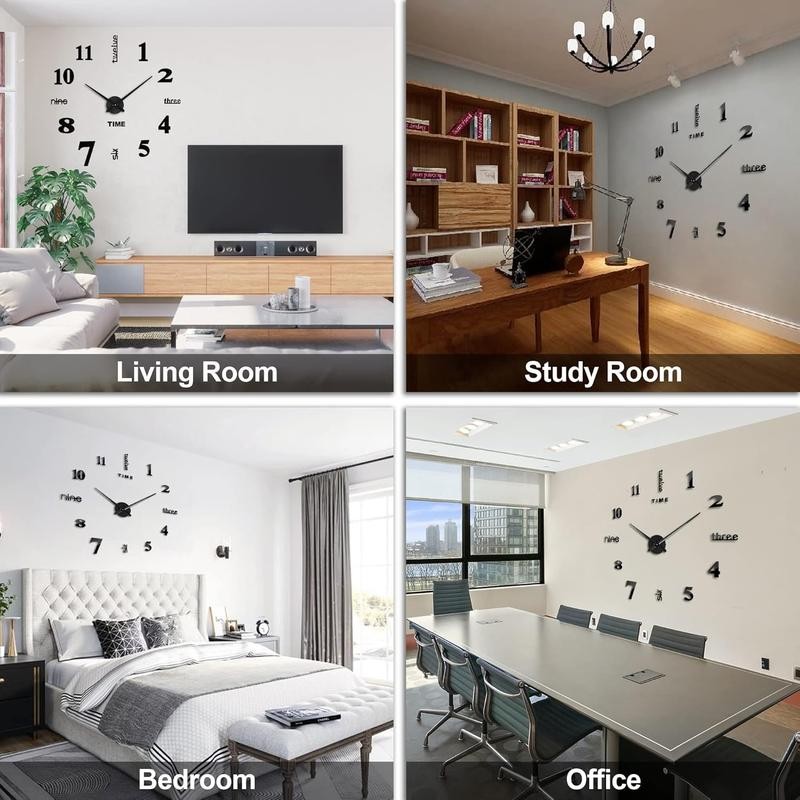 FERRISA Frameless DIY Wall Clock, 3 in 1 Large 3D