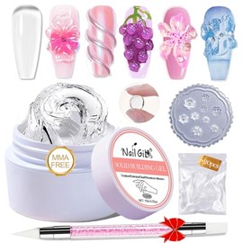Nailgil Solid Builder Gel for Nail Polish, Solid Nail Glue Gel, 3D Nail Sculpture with Tool Set, Salon DIY at Home, Clear, 15 g