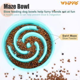 WHIPPY Slow Feeder Bowl for Small Medium Dog Fun Maze Feeder Dog Food Water Bowl Anti-Slip Puzzle Bowl No Chocking Healthy Interactive Bloat Stop Dog Bowl Dish,Medium,Blue