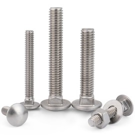 VGBUY 1/4-20 x 2-1/2" Carriage Bolts Screws 16 Sets, 304 Stainless Steel 18-8, Round Head Square Neck, Carriage Bolts and Nuts Kit, with Flat Washers