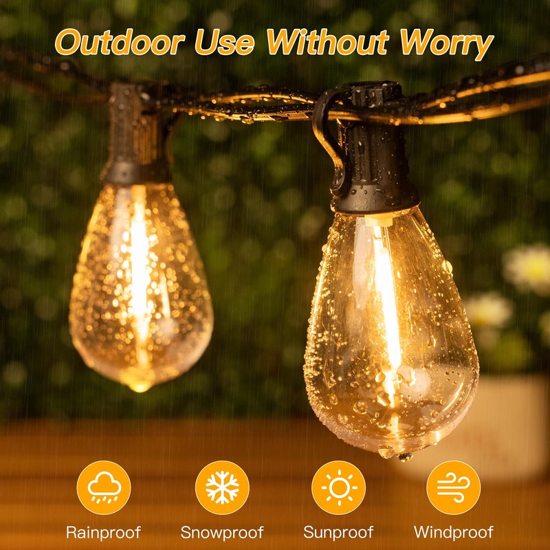 Ollny S11 100FT Outdoor String Lights with Remote, Plug in