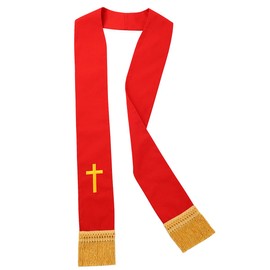 BLESSUME Church Clergy Pastor Cross Embroidered Stole (Red 5)
