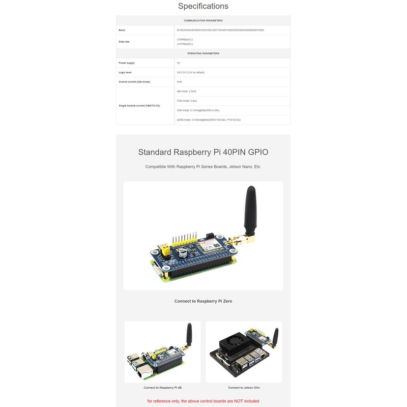 Coolwell SIM7028 NB-IoT HAT for Raspberry Pi 4B+ 4B 3B+