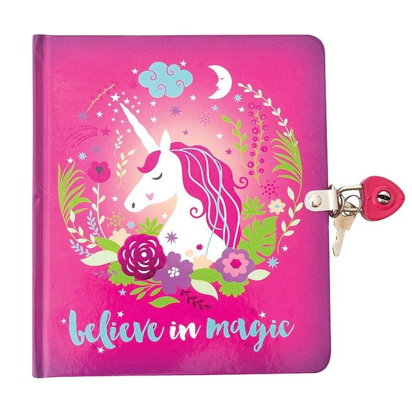 Playhouse Believe in Magic Unicorn Shiny Foil Cover Lock & Key Lined Page Diary for Girls