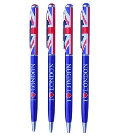 Souvenirs 4 Pieces I love London Pens British Beautiful Union Jack Pen Set of 4 x UK London England Gift Pens