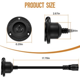 20A 125V Heavy-Duty AC Port Plug RV Shore Power Inlet Socket with 16" Cord