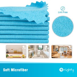 Orighty Cleaning Cloths 12x12 inch, Pack of 24, Highly Absorbent Microfiber Cleaning Supplies, Lint Free Cloths for Multiple-use, Powerful Cleaning Rags for House, Kitchen, Car Care (Blue)