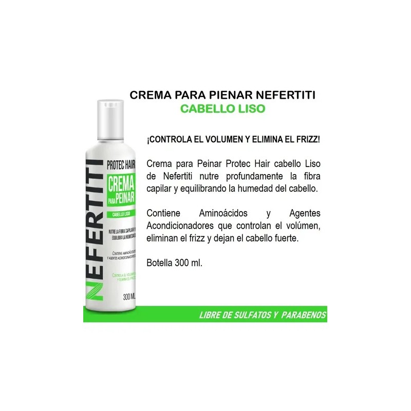 Nefertiti Crema Para Peinar Cabello Liso Anti Frizz 300ml