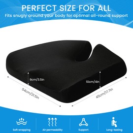 YIJISKY Extra Large Memory Seat Cushion, Multifunctional for Office or Driving Use, Premium Quality and Durability,Comfortable(21.5 * 17.7 * 4 inches) (Black)