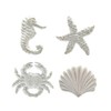 dophee 4PCS/Set Mediterranean White Iron Knobs, Sea Horse, Crab, Shell,