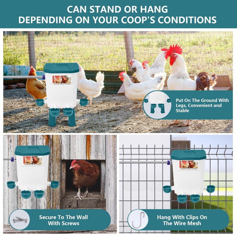 Lilyang Float-Controlled Automatic Chicken Waterer for Continuous Fresh Water, Self
