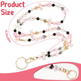 Ornaland Beaded Teacher Lanyard Lanyards for id Badges for Women Nurse Student Office Leisure or As a Gift(Pink)