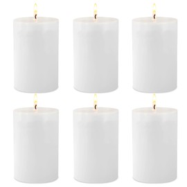 2.75“ x 4” Hand Poured Unscented Candles, Dripless Pillar Candles Set of 6, Long Burning, Clean and Neat, Burn Time Approx. 90 Hours, Rustic, Weddings, Dinner Parties, Christmas, and Home Décor