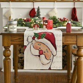 Artoid Mode Santa Claus Christmas Table Runner, Winter Xmas Kitchen Table Decoration Indoor Holiday Party 40 x 180 cm