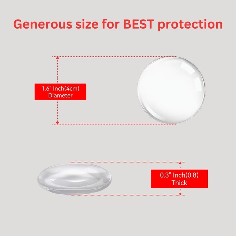 6 Pack 2" Clear Door Stoppers for Wall, Large Round