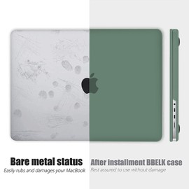 B BELK Compatible with MacBook Pro 14 inch Case 2024 2023 2022 2021 M4 A3112 A3185 A3401 M3 A2918 A2992 M2 A2779 M1 A2442, Plastic Hard Shell Case +Keyboard Cover + Screen Protector, Midnight Green