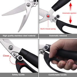 ATB Kitchen Scissor Heavy Duty Kitchen Shears with Protective Sheath Kitchen Meat Scissors, Stainless Steel Multi-function Scissors For Food Chicken Poultry Fish Pizza Herbs (Meat Scissor with Clip)