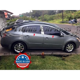 Made in USA - Trims Express fit:2007-2012 Nissan Sentra Chrome 4Pc Window Sill Trim Overlay Stainless