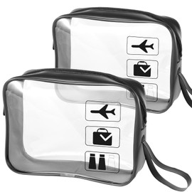 TREALDATE TSA Approved Toiletry Bag 2 Pack Carry on Airport Airline Compliant Bag,Clear Travel Bags for Toiletries,Clear Makeup Bags Quart Size Traveling, Black
