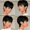 SAEIALL Peluca de cabello humano corto negro con corte pixie