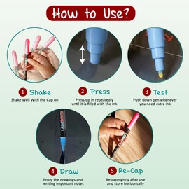 LAMBOCK Liquid Chalk Markers-For Dry Erase Fridge Calendars, Windows, Glass, Mirrors - Reversible Tip Chalkboard Markers (3mm)-Erasable, Non-Toxic, Water-Based, For Non-Porous Surfaces-6 PCS