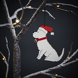 Sweet William Westie Christmas Decoration Wooden Dog Christmas Tree Decoration 9 cm x 8 cm