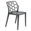LeisureMod Lowell Modern Stackable Honeycomb Design Dining Side Chair (Transparent