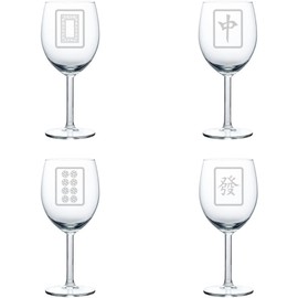 MIP Set of 4 Wine Glass Gift Goblet Mahjong Tiles Collection (10 oz)