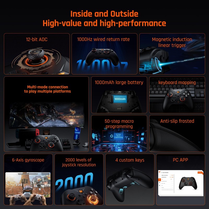 BIGBIG WON Wireless Gaming Controllers, Gale PC Controllers Motion Aiming,