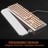 MageGee Typewriter Mechanical Gaming Keyboard, Retro Gold Punk Round Keycaps