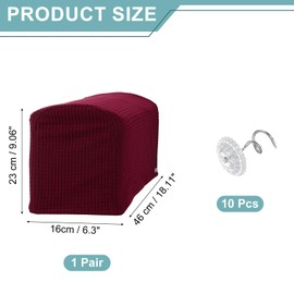 uxcell Couch Arm Covers, Stretch Sofa Armrest Cover with Twist Nails Scratch-Resistant Furniture Protector for Sofas Chairs, Red