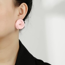 RUOFFETA Acrylic Love Knot Stud Earrings, Candy Color Statement Earrings for Women(Pink)