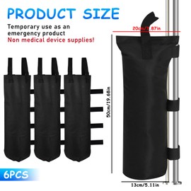 BYZESTY Gazebo Sandbags, Pack of 6 Sandbags for Filling, 600D Oxford Thick Sandbag Weighting, High Performance Double Stitched Sand Bag, Sand Bag for Pop-Up Gazebo, Tent, Parasol