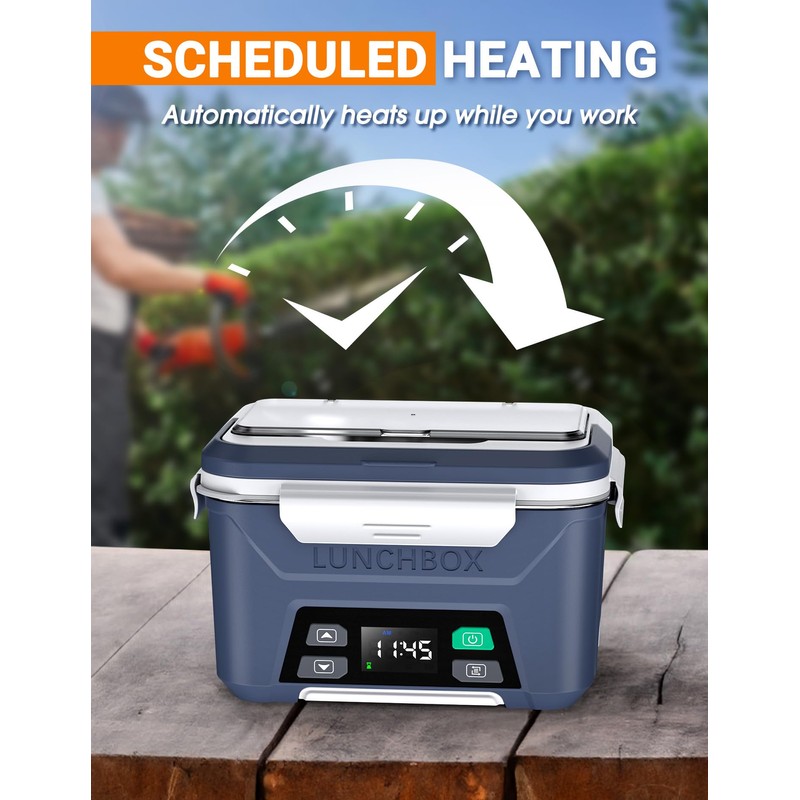 Docusvect Rechargeable Heated Lunch Box for Men, 1.3L Cordless Electric