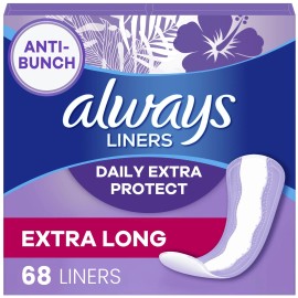 Unbranded Always Daily Extra Protect Panty Liners, Extra Long Length, Unscented, 68 Count