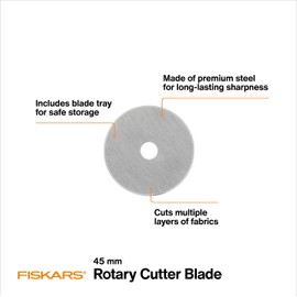 Fiskars 45mm Rotary Blades (5 Pack) - Rotary Cutter Blade Replacement - Crafts, Sewing, and Quilting Projects - Grey