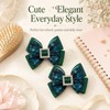 Green Plaid Hair Bows 2Pcs Christmas Rhinestone Square Clip
